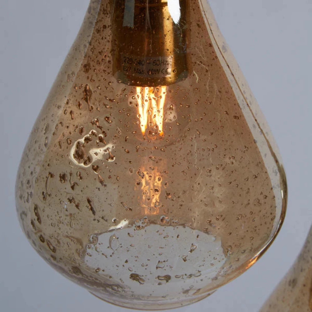 Lustre Cluster Pendant 3 Lights Pale Gold Glass - ZAF11204