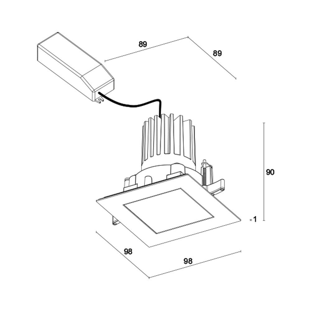 Altopiano 1.1 Square Recessed LED Downlight CRI80 DALI-2 3000K - AP1110