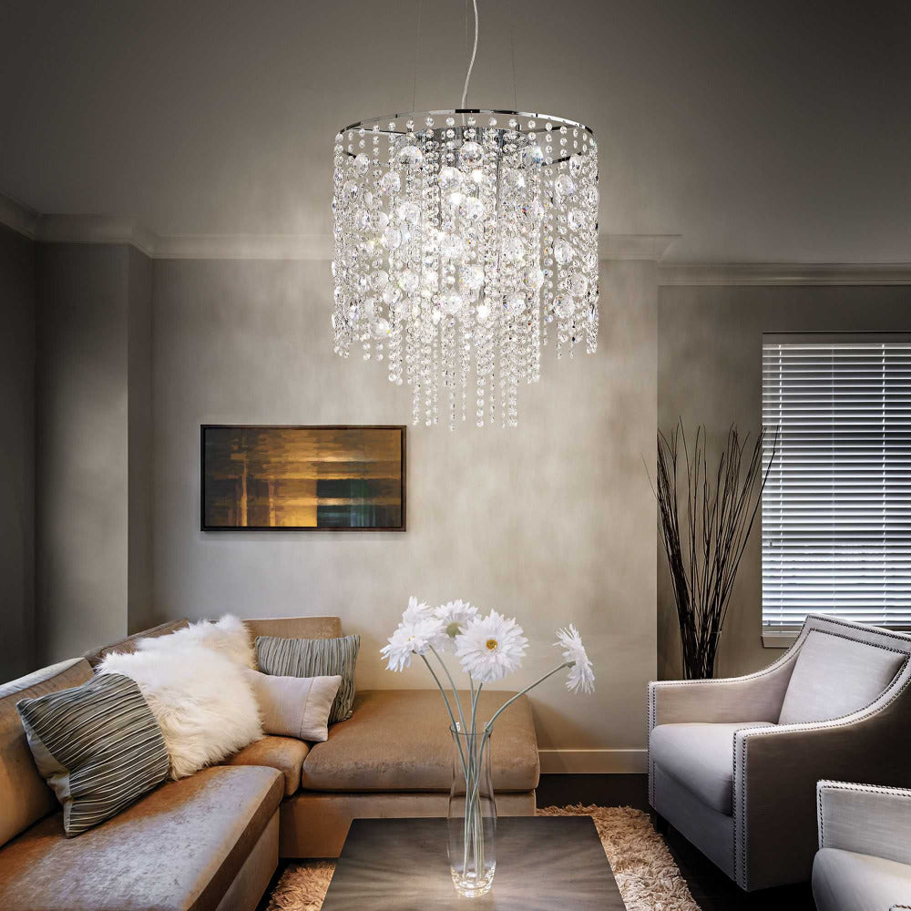 Buy Crystal Pendant Lights Australia Evasione Sp10 Crystal Pendant 10 Lights Chrome - 044767