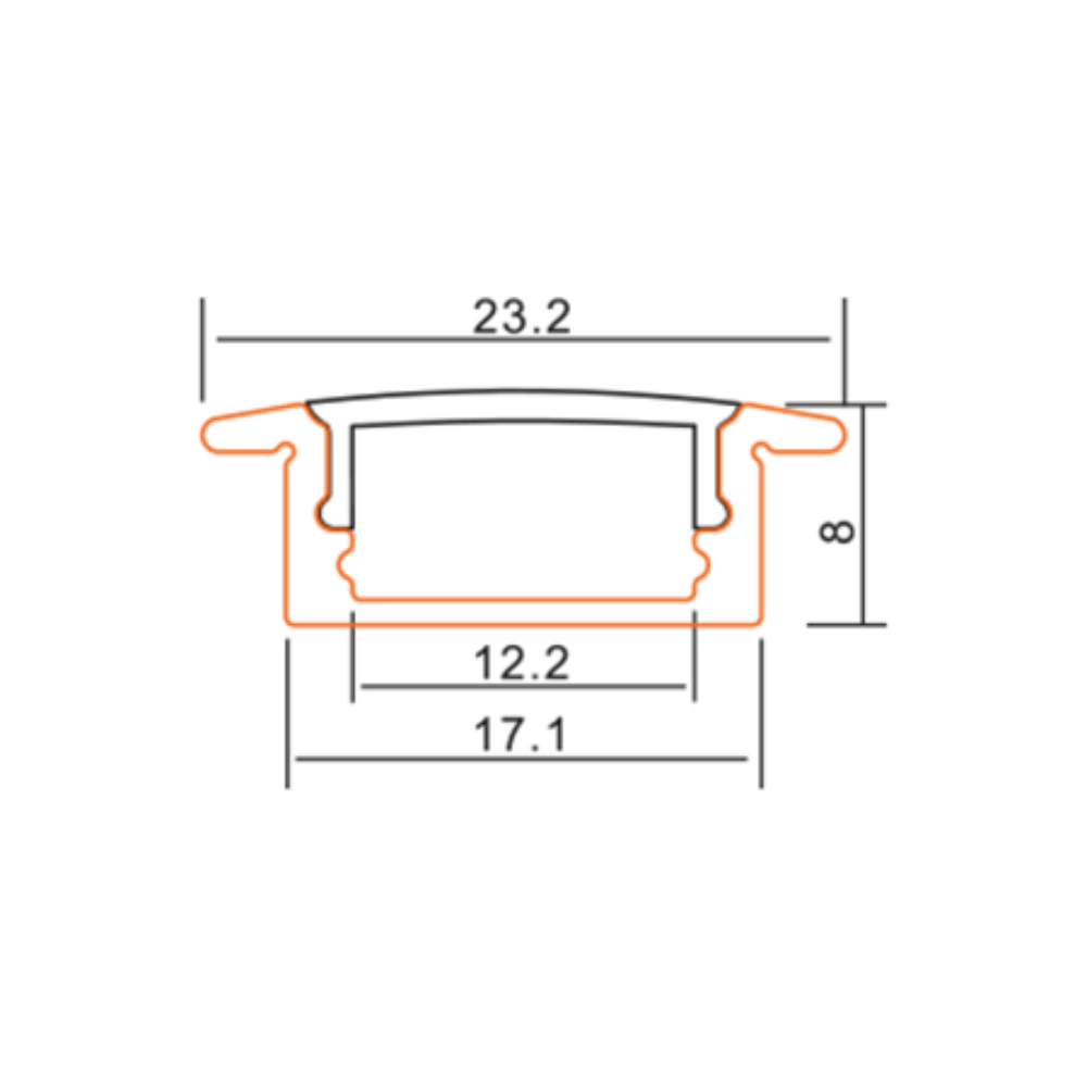 Strip Light Profile L1000mm W23mm White Opal Aluminum - VB-ALP001-R-1M