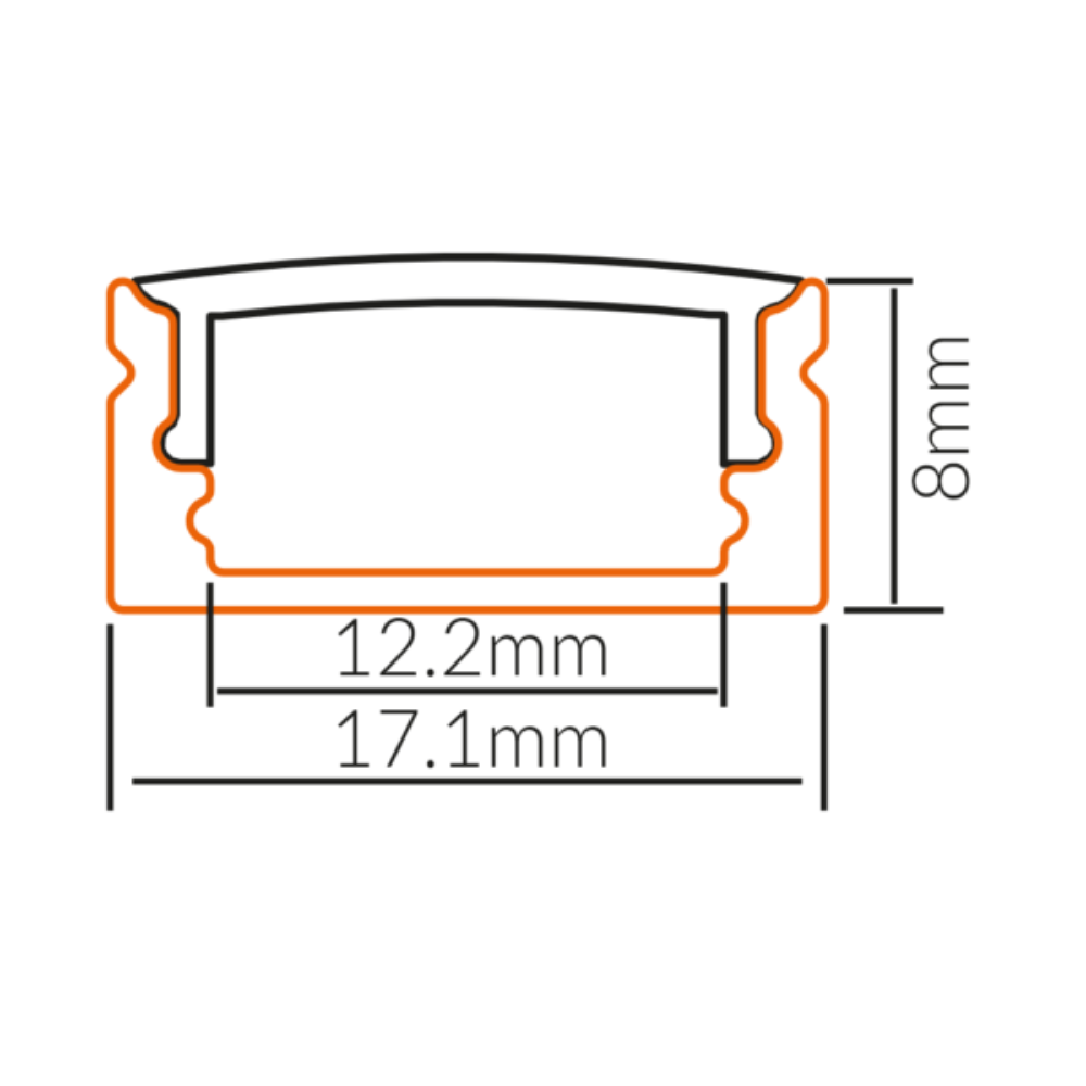 Strip Light Profile L2000mm W17mm Opal White Aluminum - VB-ALP002-R-2M-WH