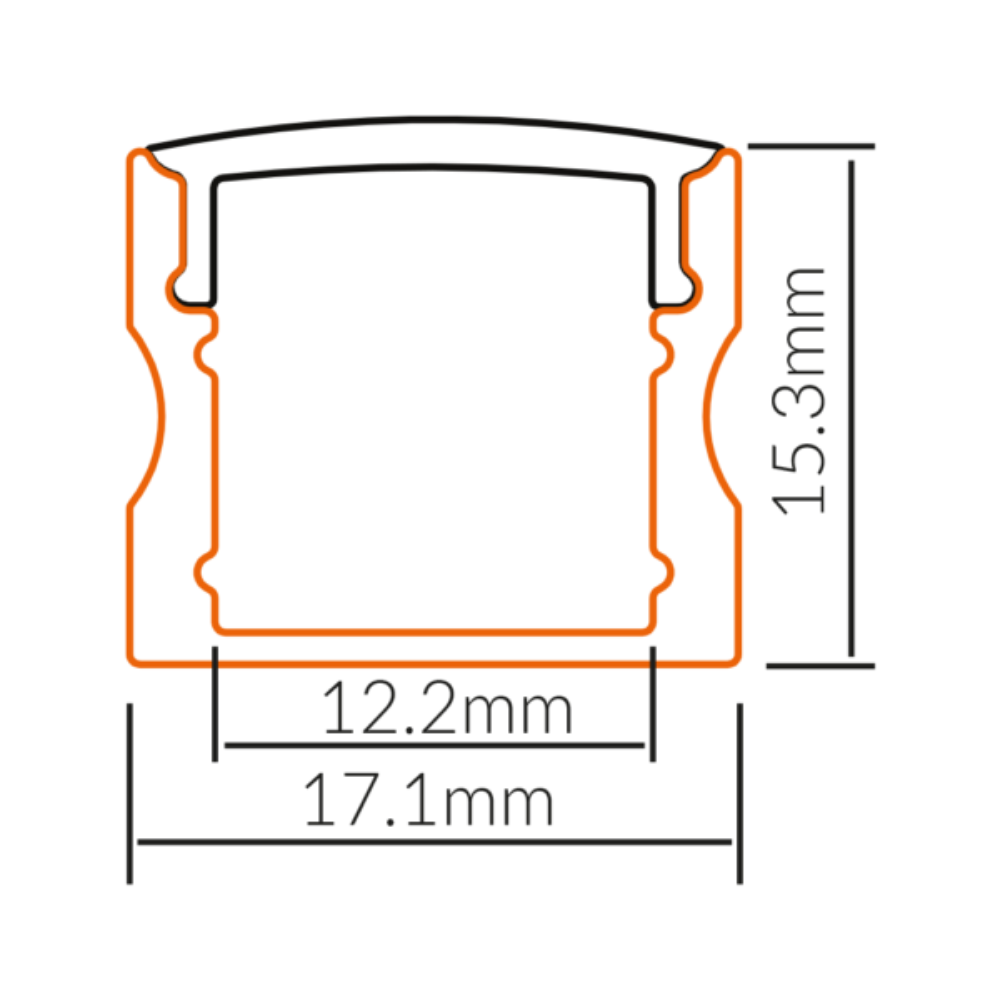 Buy Strip Light Profiles Australia Strip Light Profile L1000mm H15.3mm Opal Matte Aluminum - VB-ALP004-R-1M