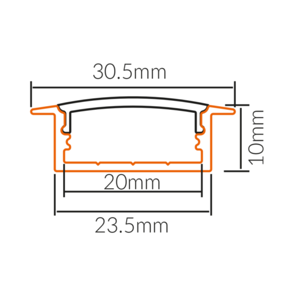 Buy Strip Light Profiles Australia Strip Light Profile L1000mm W30.5mm Opal Aluminum - VB-ALP013-1M