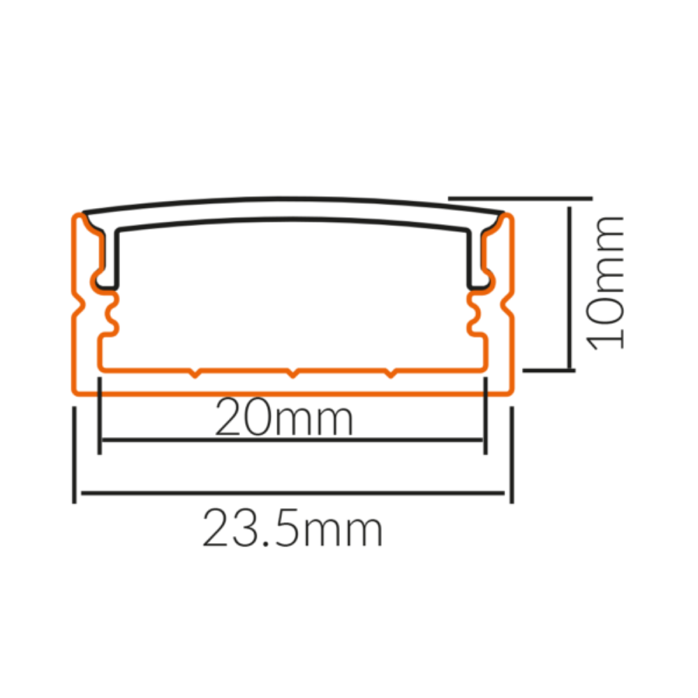 Buy Strip Light Profiles Australia Strip Light Profile L1000mm W23.5mm Opal Aluminum - VB-ALP014-1M