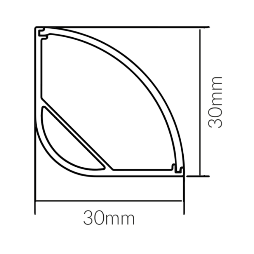 Strip Light Profile L1000mm W30mm Opal Aluminum - VB-ALP016-R-1M