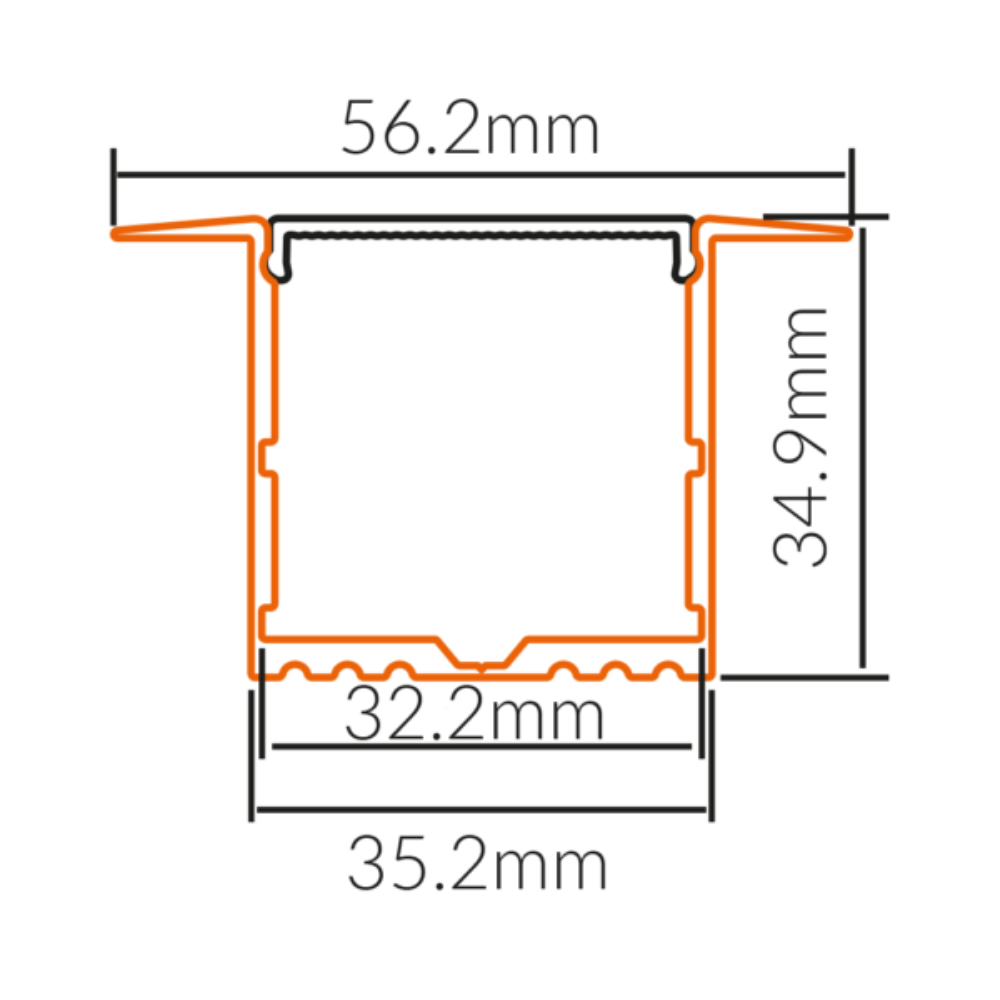 Recessed Strip Light Profile L1000mm W56.2mm Aluminium - VB-ALP017-R-1M