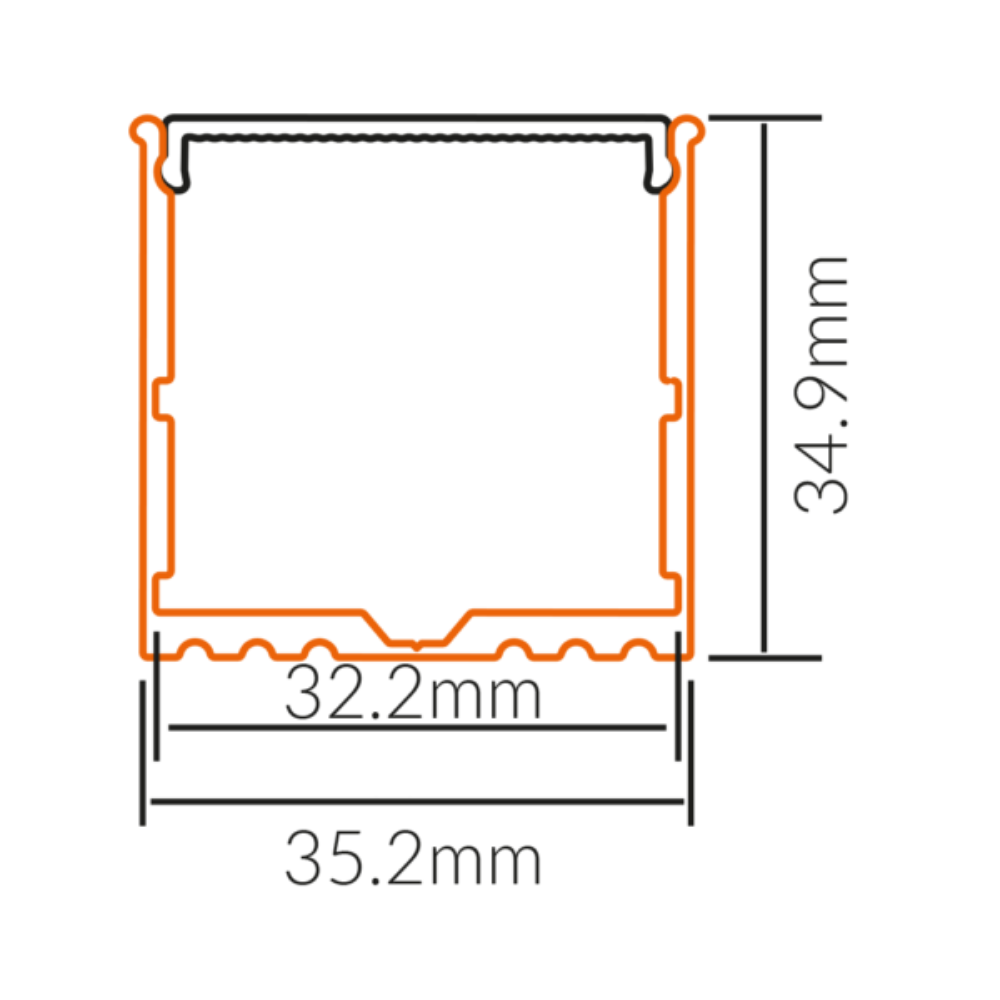 Surface Strip Light Profile L2000mm W35.2mm Opal Aluminium - VB-ALP018-2M