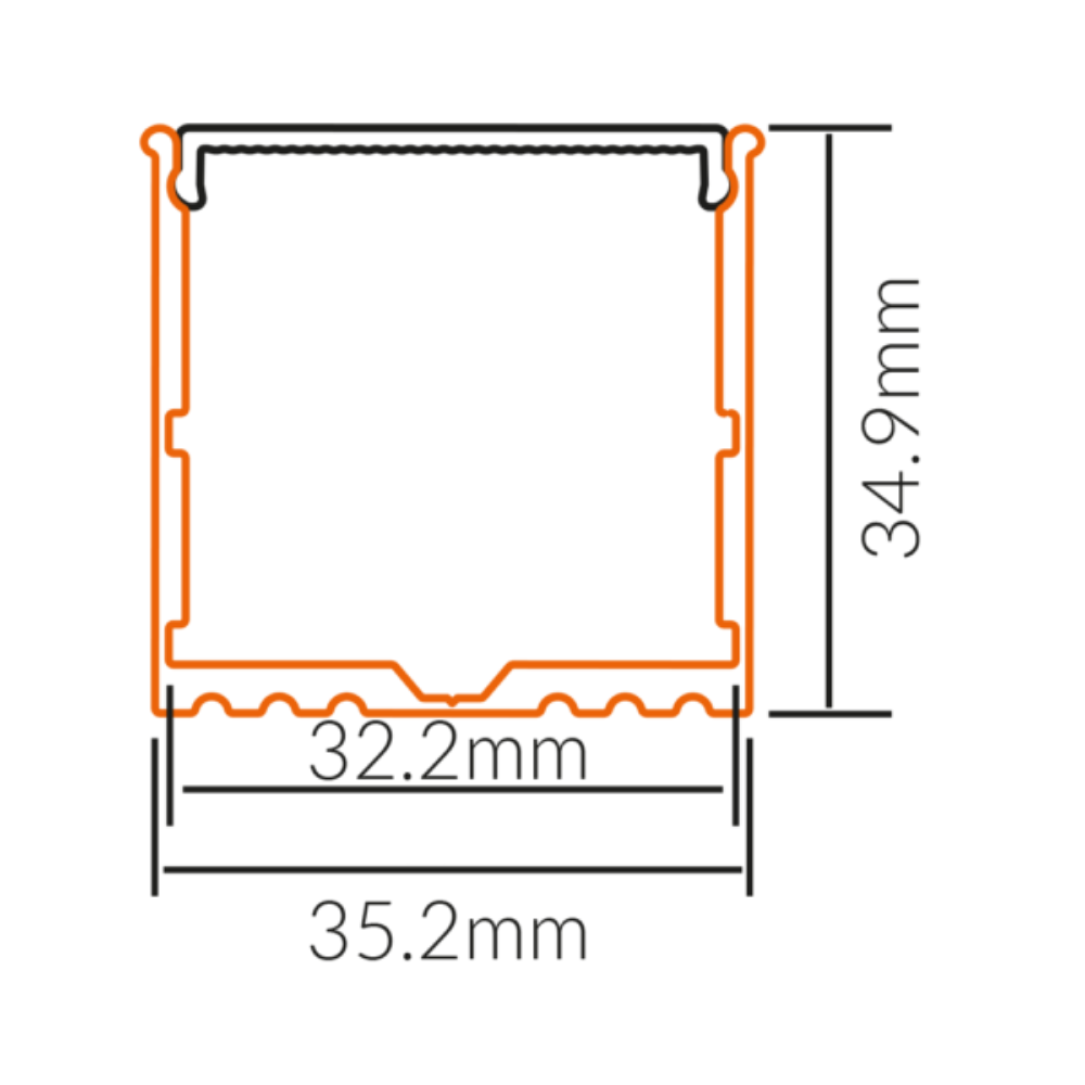 Buy Strip Light Profiles Australia Surface Strip Light Profile L1000mm W35.2mm Opal Aluminium - VB-ALP018-1M