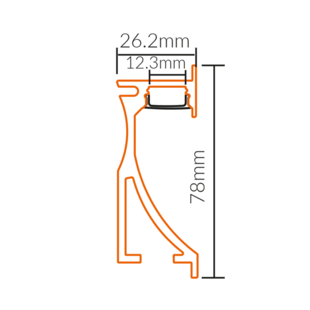 Recessed Strip Light Profile L1000mm W26.2mm Opal Aluminium - VB-ALP023-1M