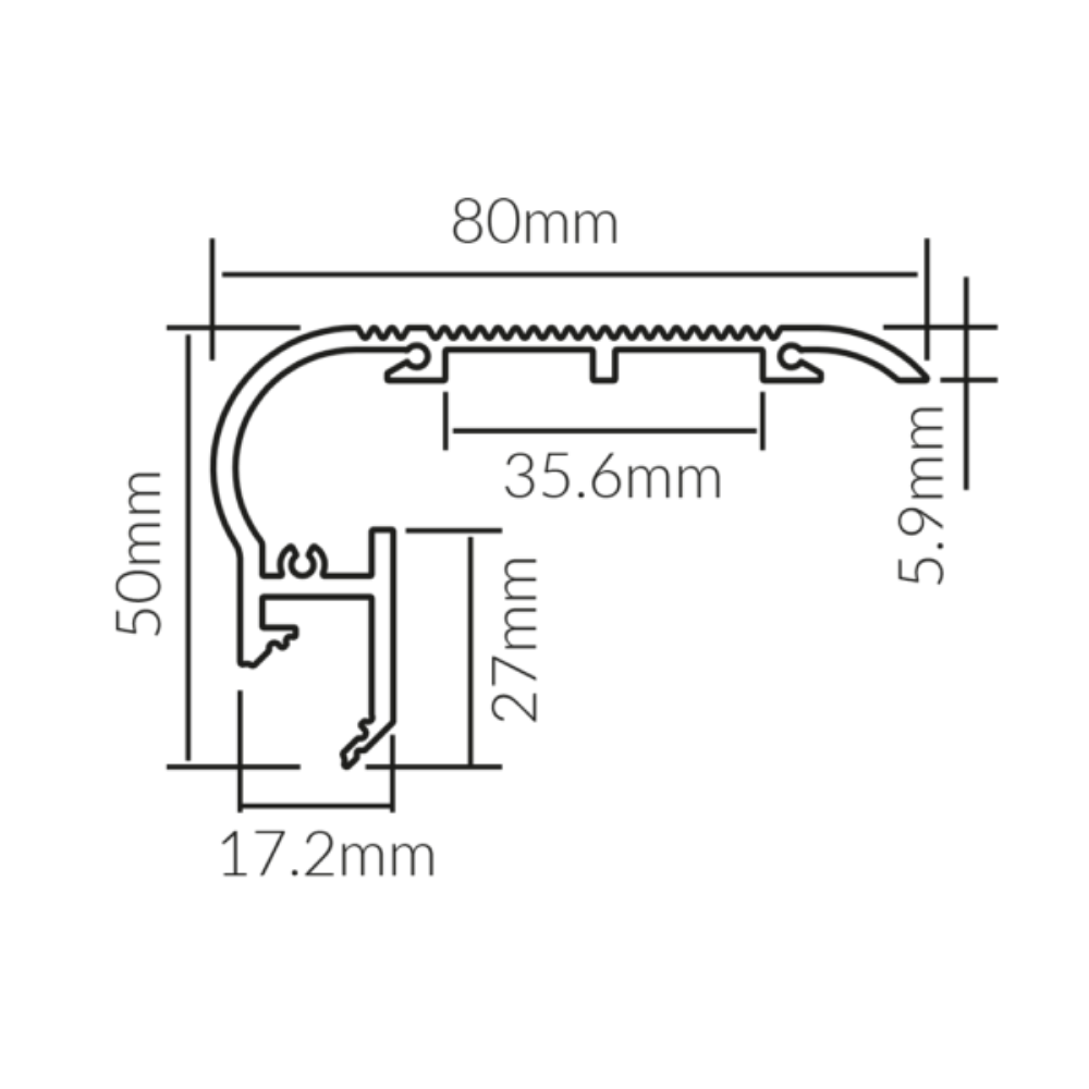 Buy Strip Light Profiles Australia Surface Strip Light Profile L1000mm W80mm Opal Aluminium - VB-ALP024-1M