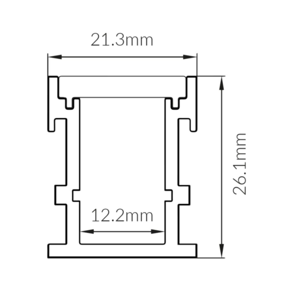 Buy Strip Light Profiles Australia Recessed Strip Light Profile L2000mm W21mm Opal Aluminium - VB-ALP034-2M