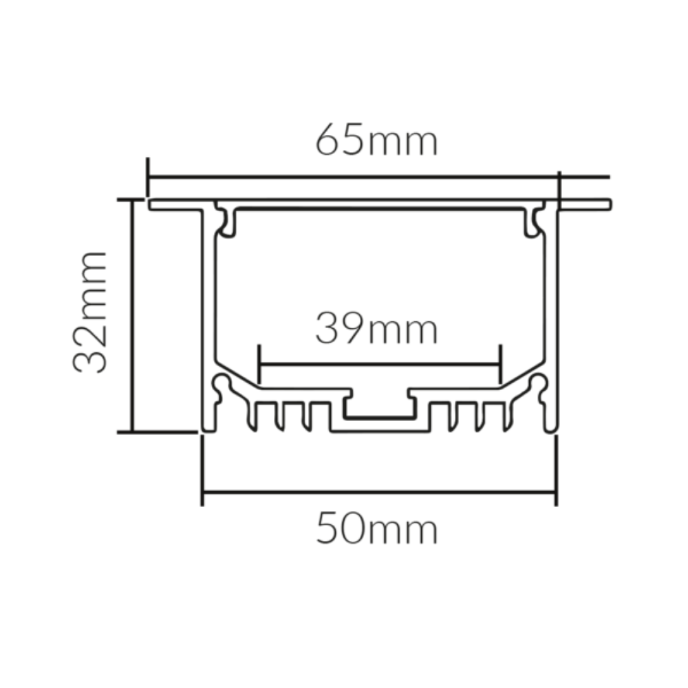 Buy Strip Light Profiles Australia Recessed Strip Light Profile L1000mm W65mm Opal Aluminium - VB-ALP045-1M