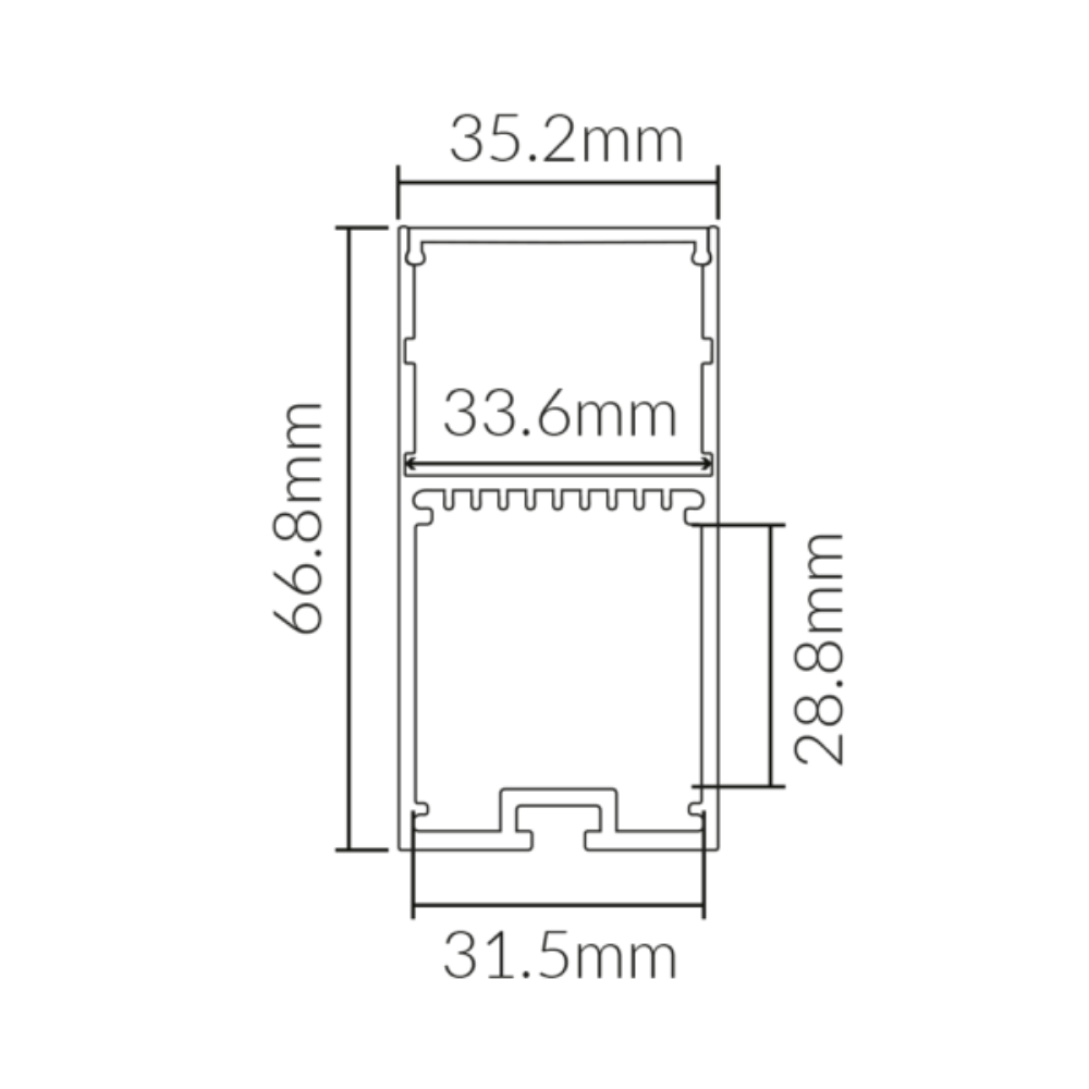 Buy Strip Light Profiles Australia Suspended Strip Light Profile L2000mm W35.2mm Opal Aluminium - VB-ALP051-2M