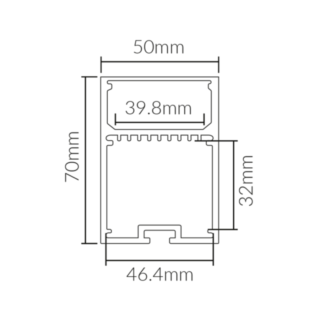 Suspended Strip Light Profile L1000mm W50mm Opal Aluminium - VB-ALP052-1M