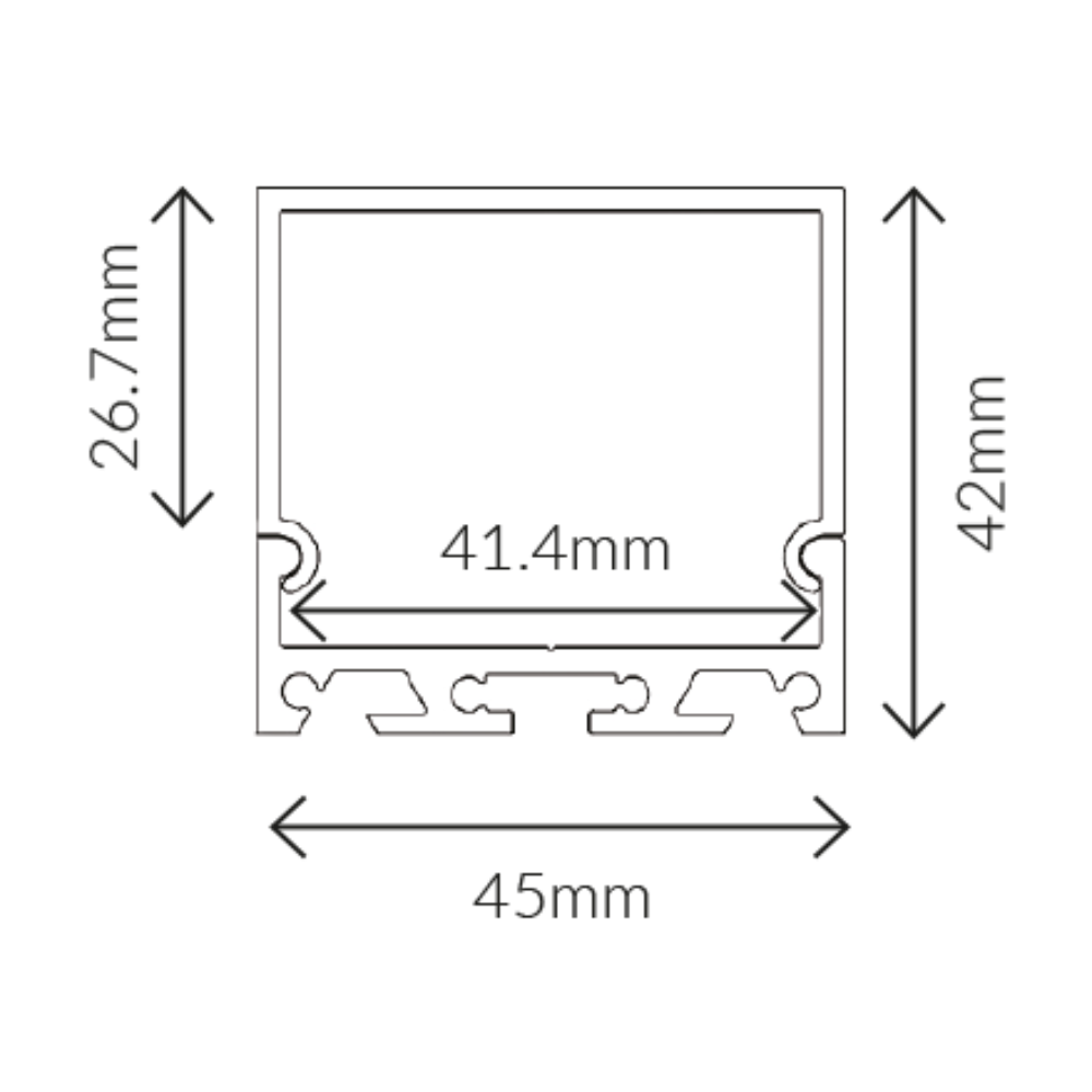 Suspended Strip Light Profile L2000mm W45mm Opal Aluminium - VB-ALP065-2M