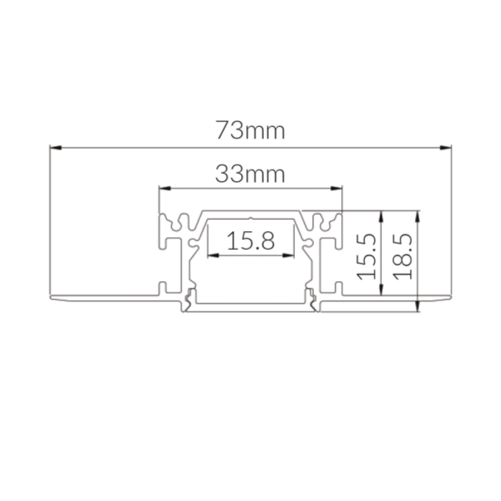 Recessed Strip Light Profile L2000mm W73mm Aluminium - VB-ALP080-2M