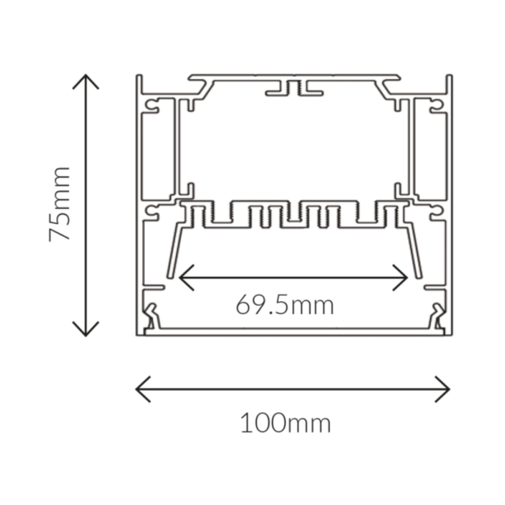 Surface Strip Light Profile L2500mm W100mm Aluminium - VB-ALP10075-2.5M