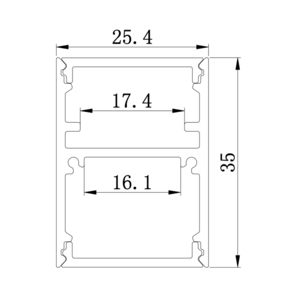 Surface Strip Light Profile L2000mm W25mm Aluminium - VB-ALP107-2M