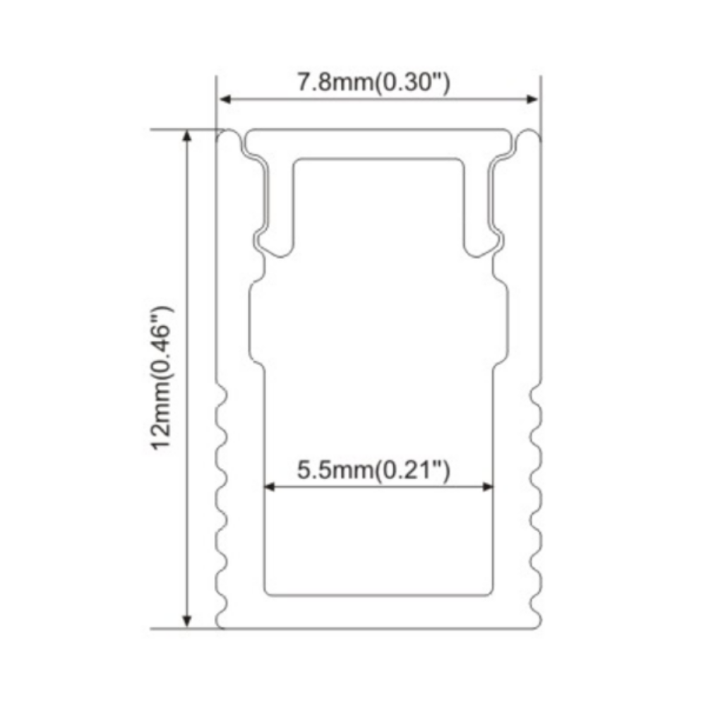 Surface Strip Light Profile L2000mm W8mm Aluminium - VB-ALP116-2M