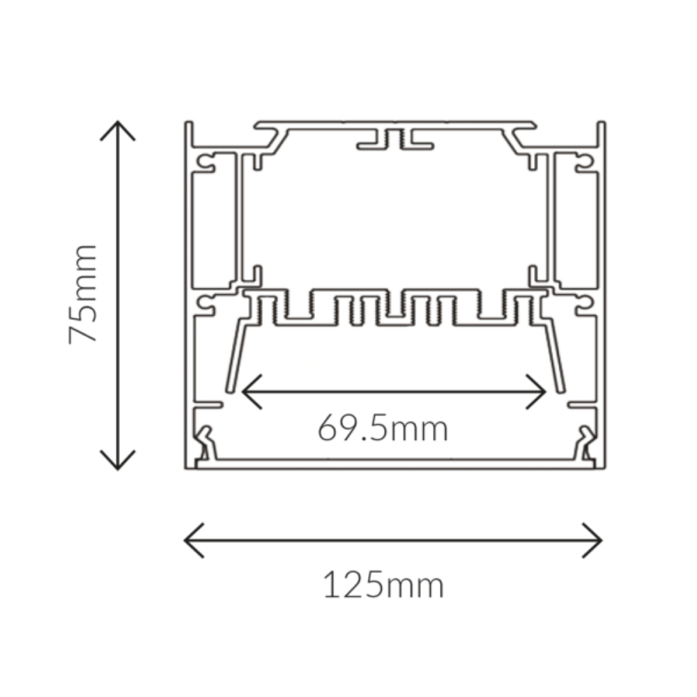 Surface Strip Light Profile L2500mm W125mm Aluminium - VB-ALP12575-2.5M