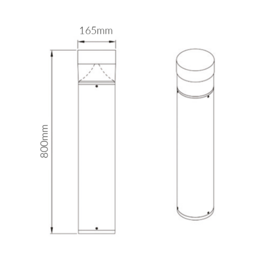 Buy Bollard Lights Australia Round LED Bollard Light 8W Weatherproof Black Aluminium 3000K - VBLBO-300-4-30
