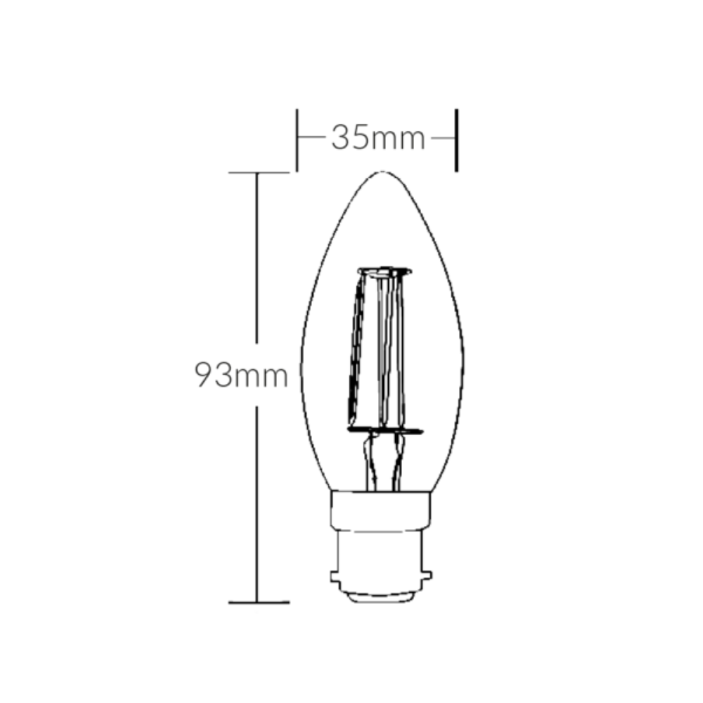 LED Candle Filament Globe BC 240V 4W 2700K - VBLC-4W-BC-DIM