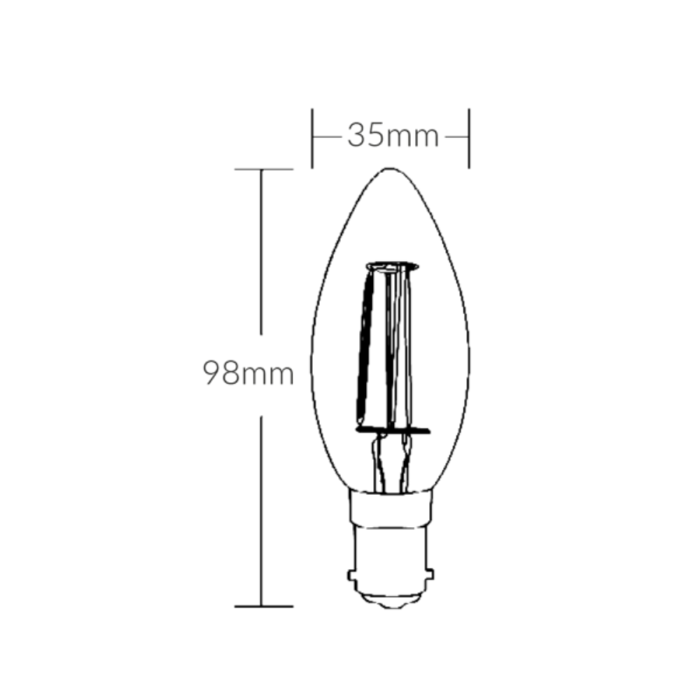 LED Candle Filament Globe SBC 240V 4W 2700K - VBLC-4W-SBC-DIM
