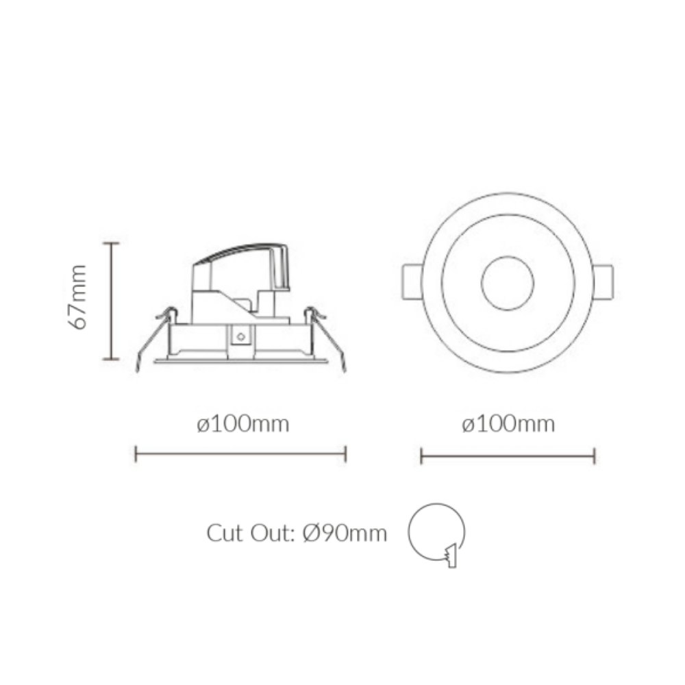 Buy Recessed LED Downlights Australia Recessed LED Downlight W100mm White 4000K - VBLDL-383-1-40