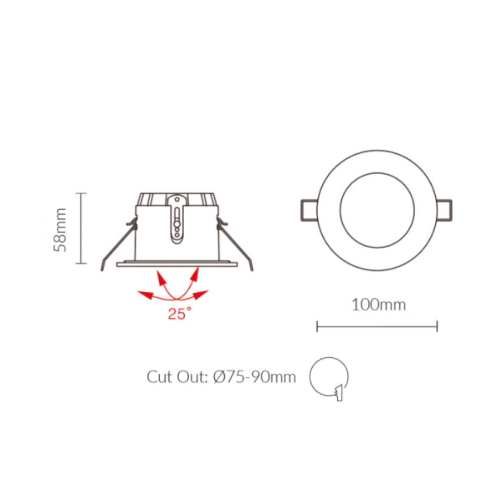 Recessed LED Downlight Black Aluminium 3000K VBLDL 593 4 30
