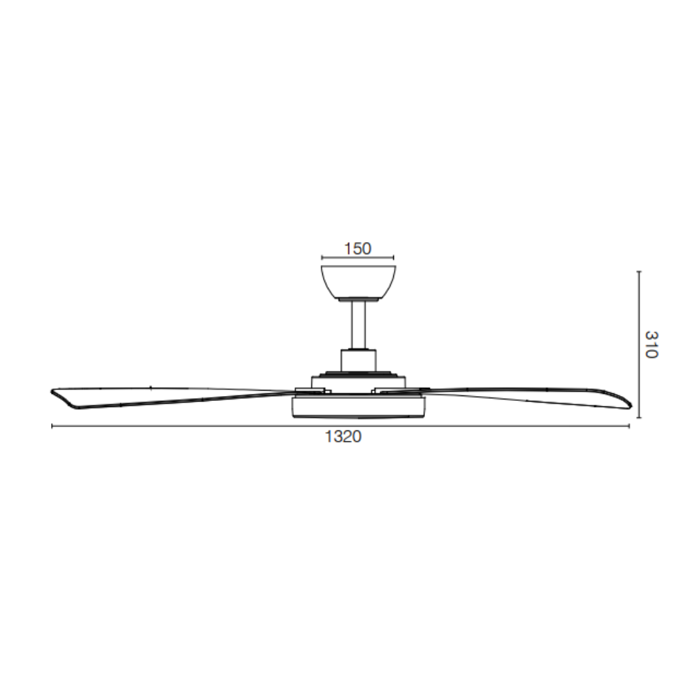 Buy DC Ceiling Fans Australia MASCOT DC Ceiling Fan 52" Matt Black Moulded ABS Blade - 22197/06