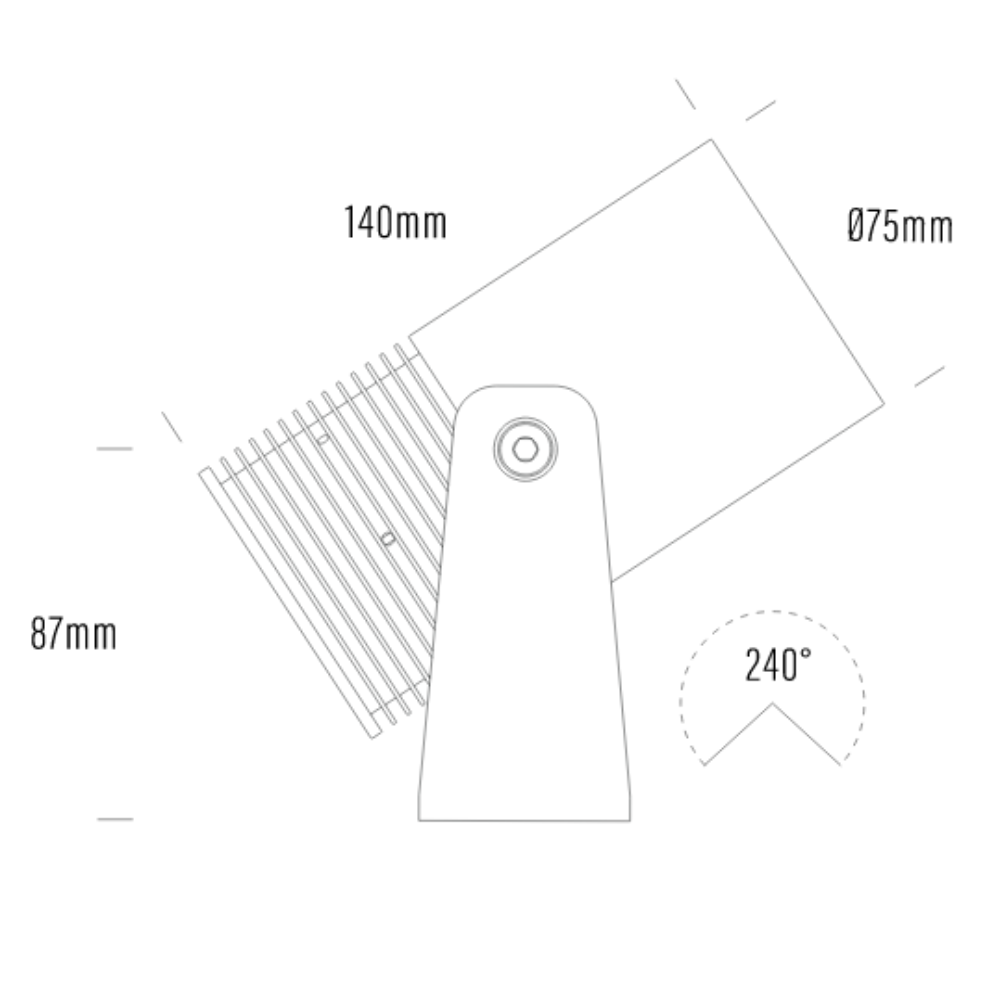 LumenaPro Exterior Spotlight 24V W75mm White Aluminium - AQL-180-A8-B0