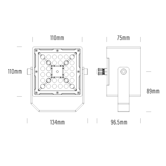 Lumena Pro Floodlight 24V DC RGBW W134mm Aluminium - AQL-985-Z050