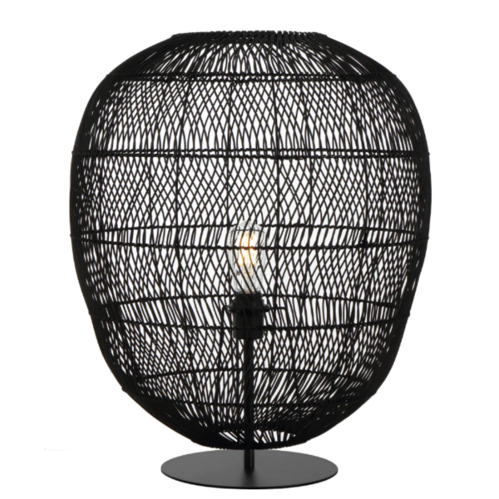 Buy Table Lamps Australia RANA Table Lamp W500mm Black Rattan - RANA TL50BK