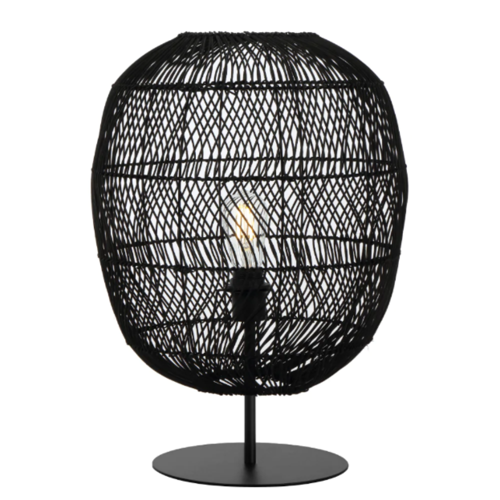 Buy Table Lamps Australia RANA Table Lamp W400mm Black Rattan - RANA TL40BK