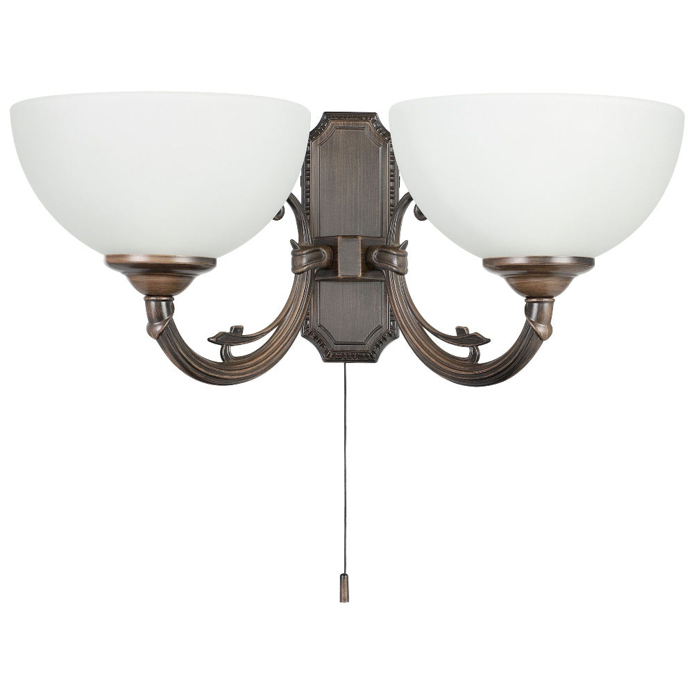 Buy Wall Sconce Australia Savoy 2 Light Wall Light Oil Rubbed Bronze / White - 205122