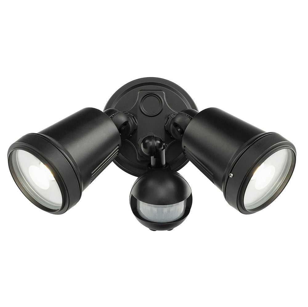 Hunter Trio 2 Light CCT LED Floodlight With Sensor Black - 20625/06