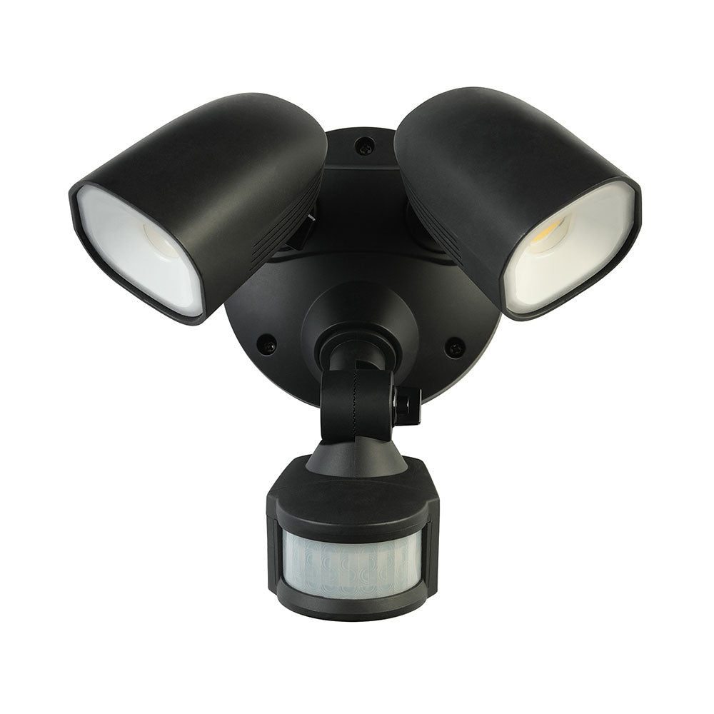 Shielder 2X10W LED Twin Floodlight With Sensor Black - 20784/06