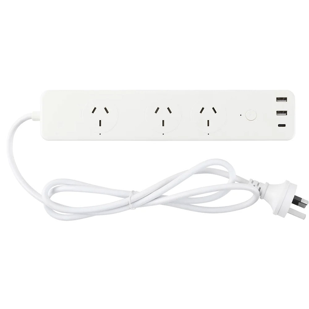 Buy Smart Switches & Plugs Australia Smart Wi-Fi Plug 3-Pinx3 & 2xUSB Charger L284mm White Plastic - 21882/05