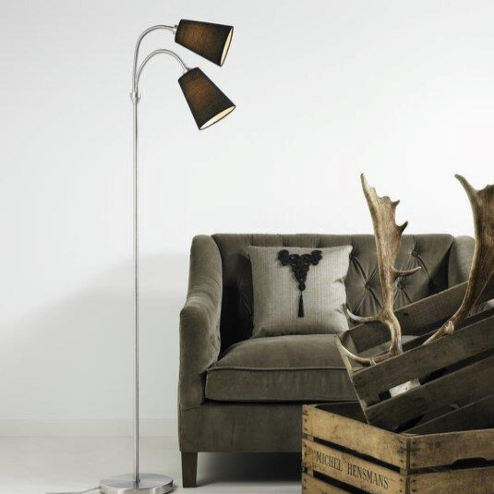 Lelio 2 Light Floor Lamp Metal, Textile Black - 75554003