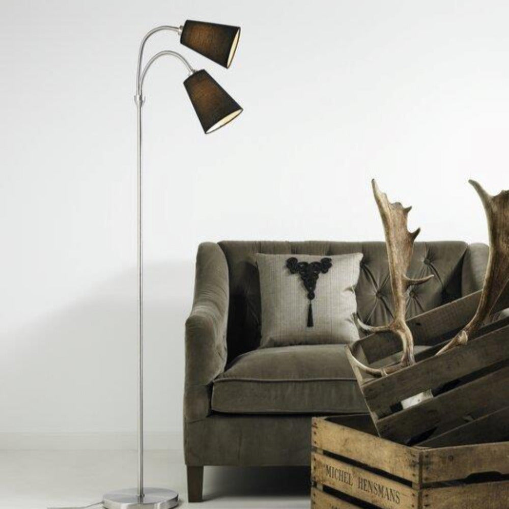 Buy Floor Lamps Australia Lelio 2 Light Floor Lamp Metal, Textile Black - 75554003