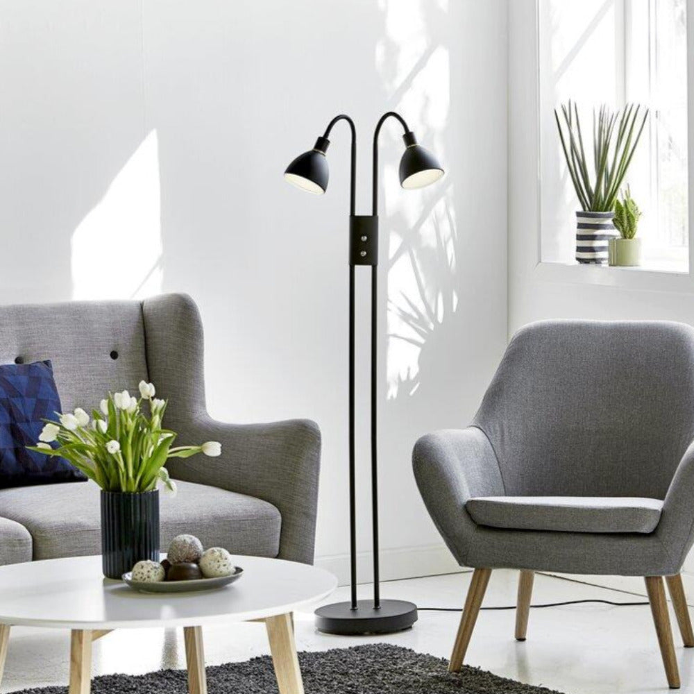 Buy Floor Lamps Australia Ray 2 Light Dim Floor Lamp Black - 72224003