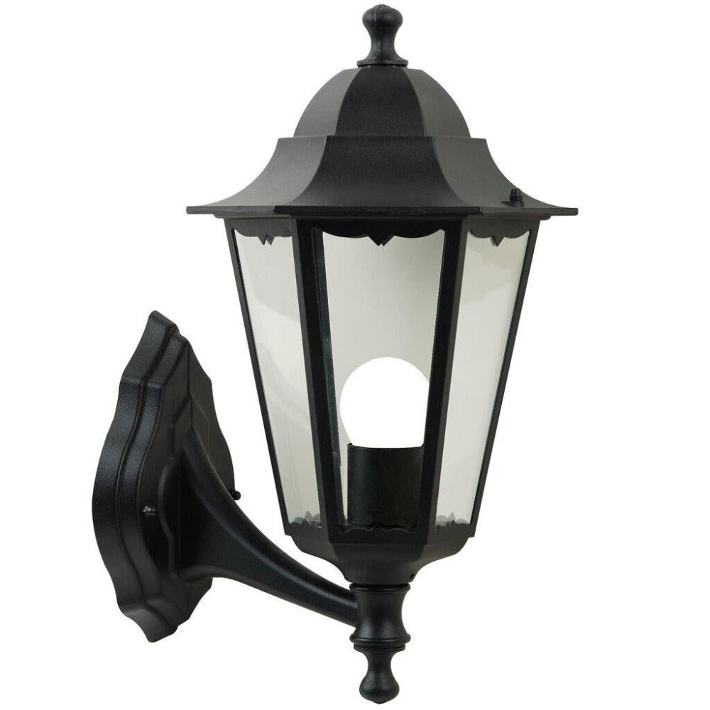 Cardiff 1 Light Up Wall Light Black, Clear - 74371003
