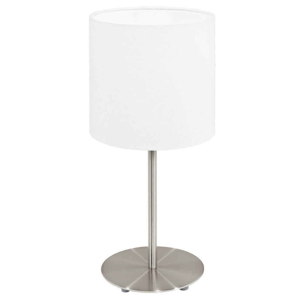 Buy Table Lamps Australia Pasteri 1 Light Table Lamp Satin Nickel & White - 31594N