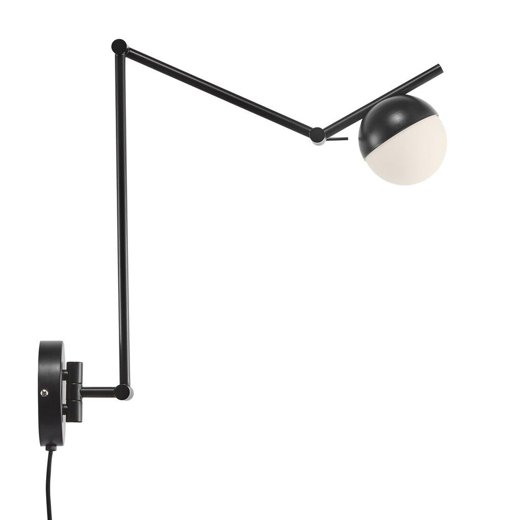 Buy Swing Arm Wall Lights Australia Contina 1 Light Wall Light Black, Opal - 2010971003