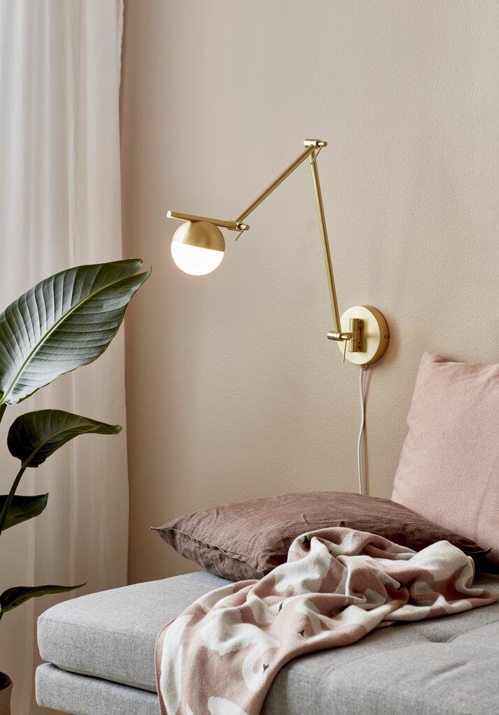 Buy Swing Arm Wall Lights Australia Contina 1 Light Wall Light Brass, Opal - 2010971035