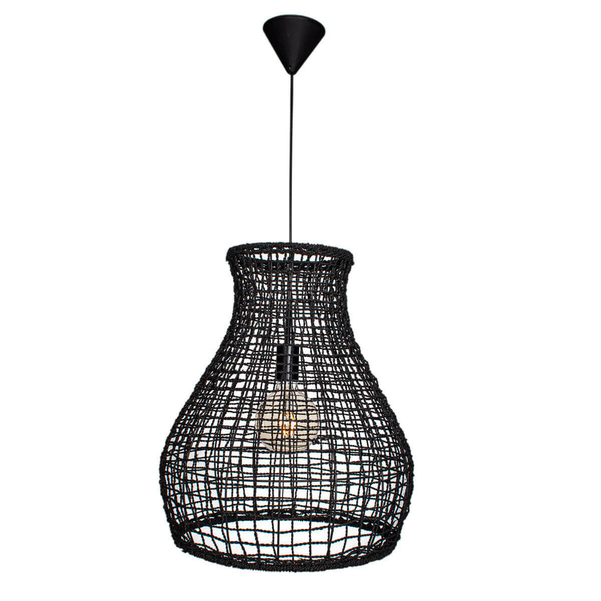 Buy Pendant Lights Australia Seagrass Pendant Light Black Metal - 4200010-4000