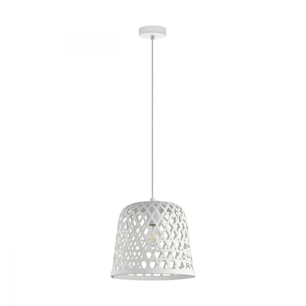 Buy Pendant Lights Australia Kirkcolm 1 Light Pendant White & White 300mm - 43111N