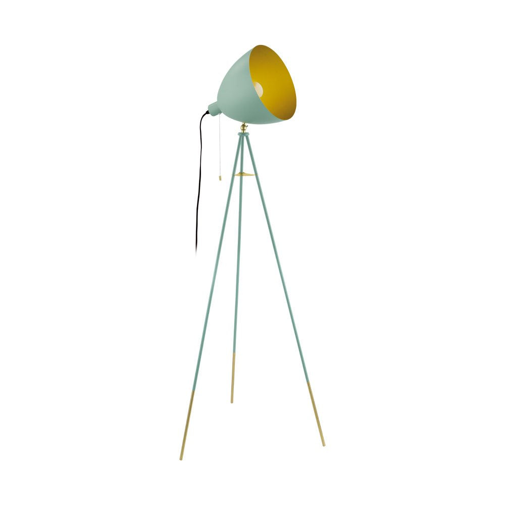 Chester 1 Light Floor Lamp Pastel Dark Green & Gold - 49048N