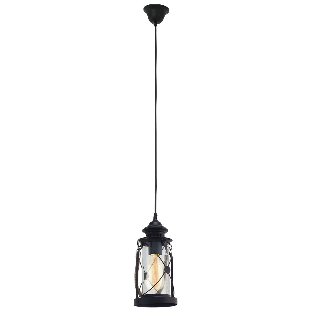 Bradford 1 Light Pendant Black With Rope - 49213