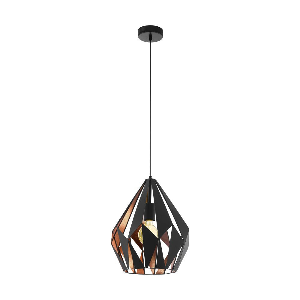 Buy Pendant Lights Australia Carlton 1 Light Pendant Black & Copper Coloured 310mm - 49254